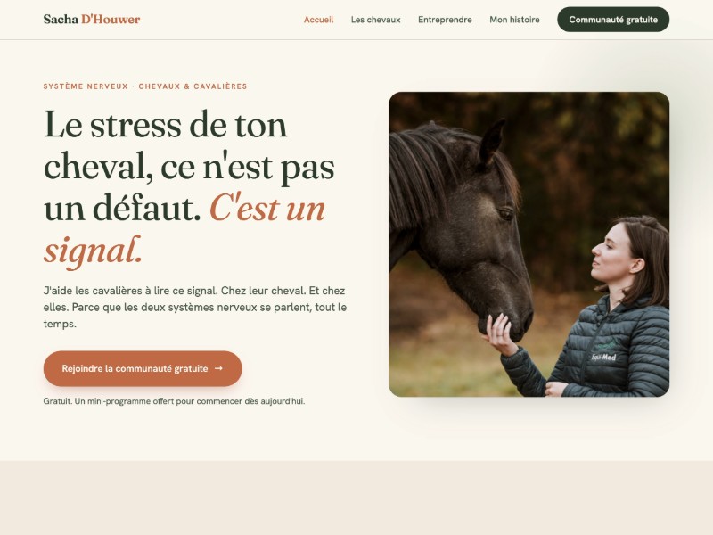 Sacha D'Houwer - Système nerveux équin  entreprenariat